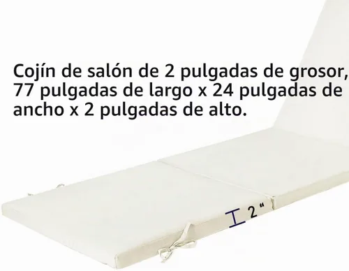 Vista 7 de Paquete de 2 cojines para sillas de salón de 77 x 24 pulgadas Blanco crema