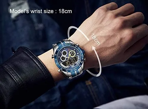 Vista 2 de NAVIFORCE Reloj deportivo analógico digital para hombre, impermeable, multifunción, cronógrafo de silicona con correa
