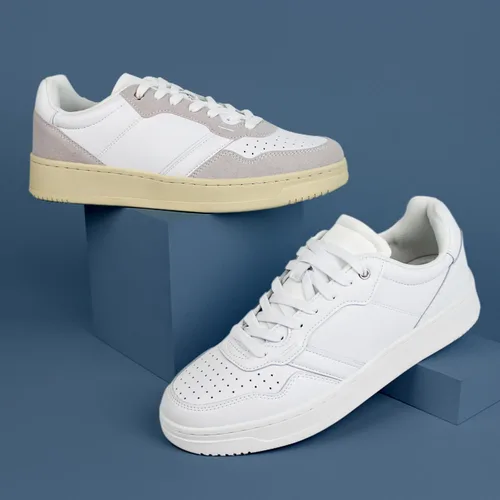 Vista 6 de Hawkwell Zapatos deportivos clásicos de cuero para hombre, de moda, casuales, para patinar, tenis, baloncesto, zapatos para caminar
