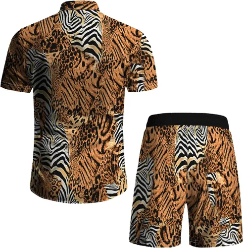 Vista 8 de RPOVIG Conjunto de playa a juego con camisas y pantalones cortos para hombre, ropa floral hawaiana para festival, conjuntos de 2 piezas con sombrero