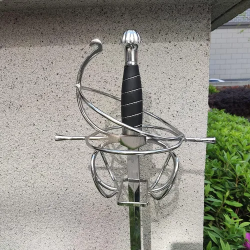 Vista 4 de 45.7" Renaissance Spanish Italian Style Rapier Fencing Sword with Spiral Swept-Hilt for Cosplay, Collection, Display