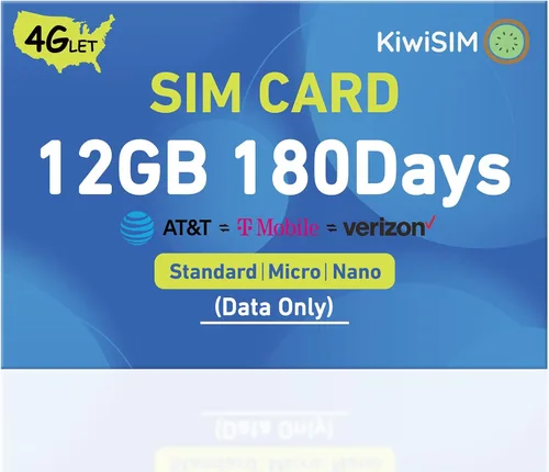 Vista 8 de KiwiSIM Datos de la tarjeta SIM solo 12 GB 150 días, tarjeta SIM 4G LTE US para teléfono desbloqueado/enrutador/cámara de seguridad, soporte