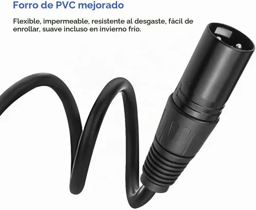 Vista 4 de Cable DMX de 3.2 pies, 10 cables de señal DMX de 3.3 ft, cables de señal, cable de señal XLR macho a hembra de 3 pines con conectores de metal