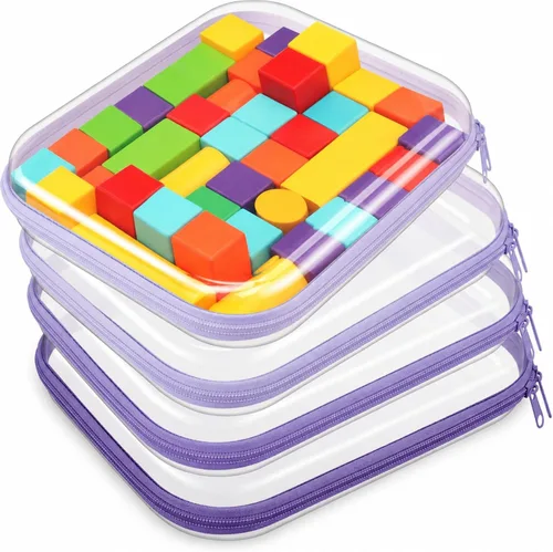 Vista 18 de Hoolerry 4 piezas de estuches rígidos transparentes con cremallera, bolsas de maquillaje, estuche de plástico para lápices, contenedores de caja