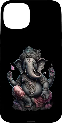 Vista 9 de iPhone 16 Dios hindú Ganesha Lotus Pose Yoga y Meditación Caso