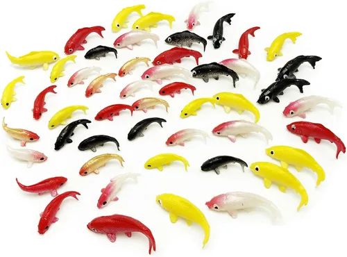 Vista 4 de 50 figuras diminutas de peces Koi para casa de muñecas en miniatura Mini cosas para manualidades, jardín de hadas, decoración de micro paisajes
