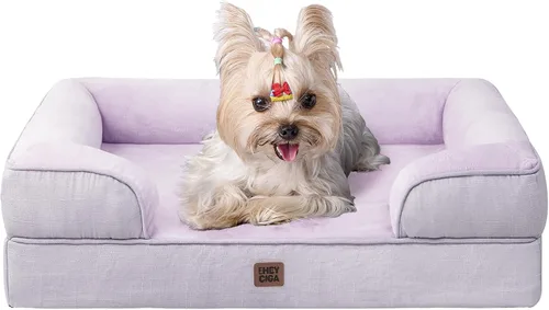 Vista 12 de EHEYCIGA – Cama ortopédica impermeable para perros pequeños, de espuma viscoelástica tipo caja de huevos, con bordes elevados y base antideslizante