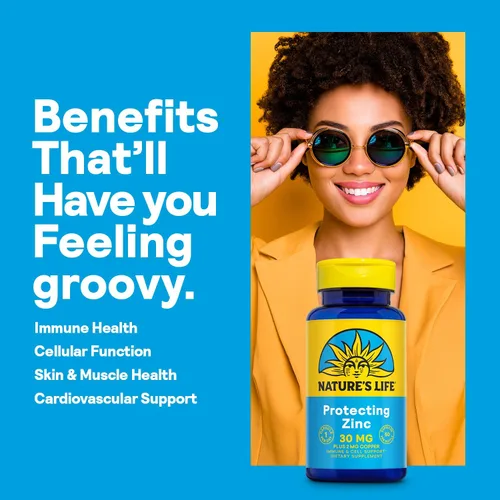 Vista 3 de Nature's Life Picolinato de zinc 30 mg más 2 mg de cobre - Suplemento de zinc quelado para apoyo inmunológico, cardiovascular, de piel, función