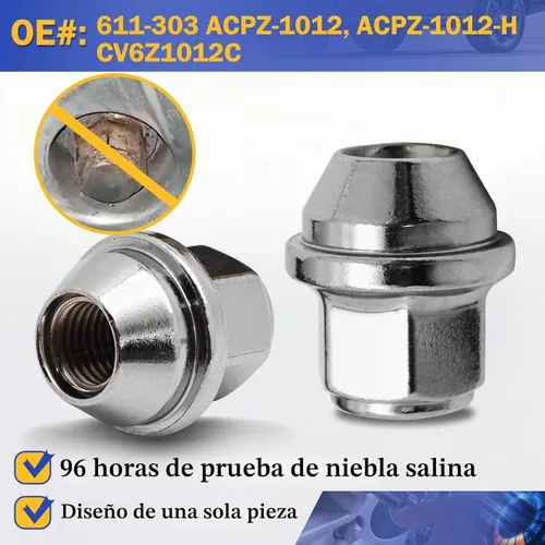 Vista 6 de 611-303 M12* 1.5 Tuerca de llanta - 3/4" 0.748 in Hex 1.260 in Longitud - Estilo de fábrica de cromo Tuerca de rueda para Ford Focus Escape Fusion