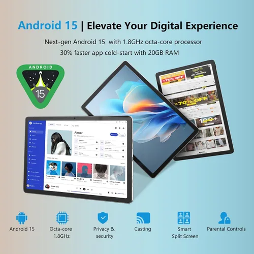 Vista 4 de Tablet Android 15 de 11 pulgadas con ranura para tarjeta SIM, tableta celular 4G, almacenamiento de 128 GB, 6 GB de RAM, Octa-Core, navegación