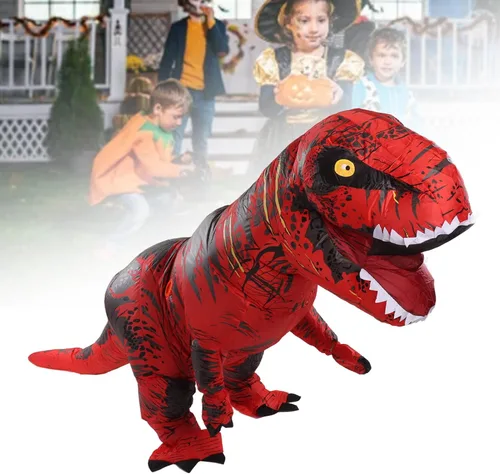 Vista 3 de BAOK Disfraz de dinosaurio, disfraz inflable de dinosaurio con costuras reforzadas para cosplay divertido