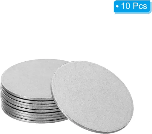 Vista 3 de PATIKIL Disco de acero de 1.260 in, 10 etiquetas redondas de metal para estampado en blanco, placa de disco circular circular de metal, placa