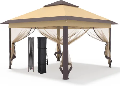 Vista 11 de GDY 11x11 ft Gazebo Tent Folding Heavy Duty Height Adjustable Sun Shelter Gazebos, White
