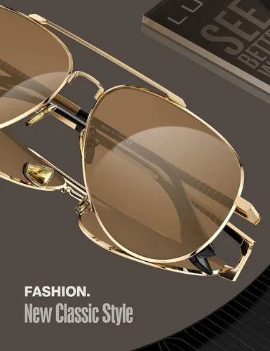 Vista 41 de LUENX, Aviator - Gafas de sol polarizadas, para hombres y mujeres, protección UV 400, con funda 60MM