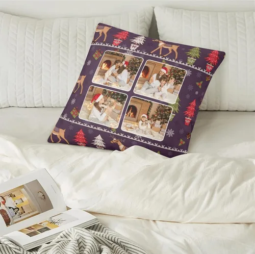 Vista 5 de POPCUSTOMS Funda de almohada personalizada con impresión de doble cara, funda de almohada con foto personalizada, decoración de Navidad, decoración