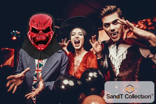 Vista 2 de Máscara de calavera aterradora para Halloween, disfraz de fiesta