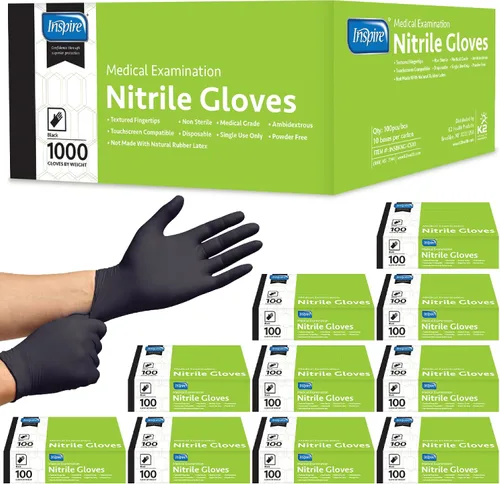 Vista 8 de Inspire Guantes desechables de nitrilo negro 4.5 guantes de limpieza de cocina médica desechables de nitrilo