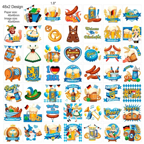 Vista 3 de HOWAF Oktoberfest - 96 tatuajes temporales, calcomanías de tatuaje de festival de cerveza alemana, tatuajes falsos de bandera de Baviera