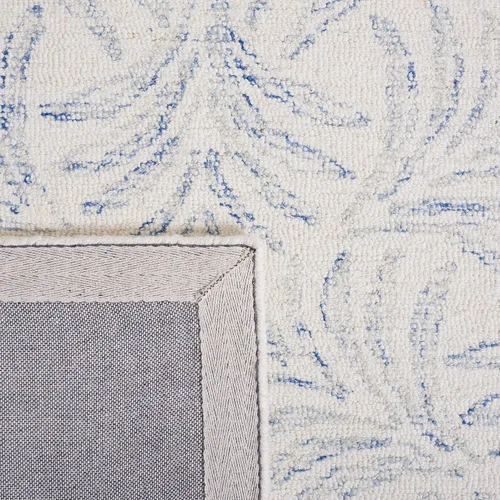 Vista 8 de SAFAVIEH Jardin Collection - Alfombra de pasillo, 2 pies 3 pulgadas x 8 pies, marfil y azul, mezcla de lana hecha a mano, ideal para zonas de alto