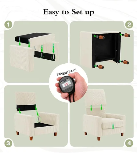Vista 6 de Kidirect Silla de acento extragrande de 35.5 pulgadas, sillas de sala de montaje fácil, silla de lectura de pana para dormitorio, sillas de acento