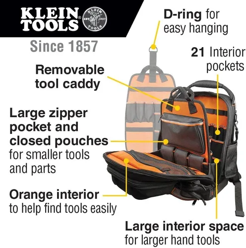 Vista 3 de Klein Tools Mochila de herramientas y bolsa de herramientas con cremallera, paquete de 4
