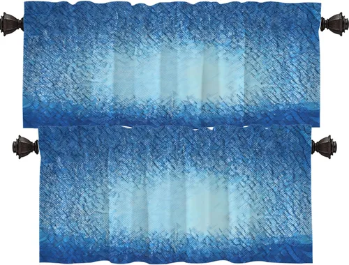 Vista 20 de Shrahala Cortinas rústicas de granja para ventanas de cocina, textura de cesta tejida, paneles de cortina rústica para ventana de granja, poliéster