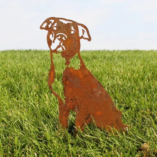 Vista 3 de Corten Steel American Pit Bull Terrier - Estaca para perro (pequeña)