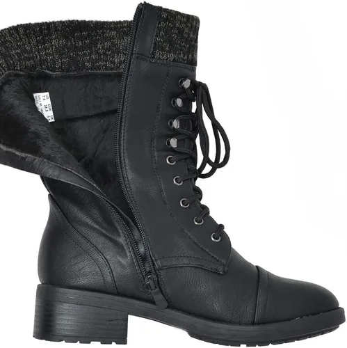 Vista 5 de DREAM PAIRS Botas militares de invierno con cordones de media pantorrilla para mujer