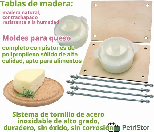Vista 5 de PetriStor Prensa de queso de madera con molde de 2 queso, 1.3Qt