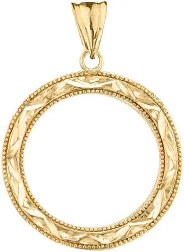 Vista 2 de Exquisito collar con colgante de oro amarillo de 14 quilates con forma de círculo de la vida