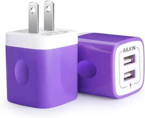 Vista 10 de Cargador de pared USB, bloque de carga, AILKIN 2.1A Multiport Fast Charge Power Brick Cube para iPad, iPhone, Samsung Galaxy, Google Pixel