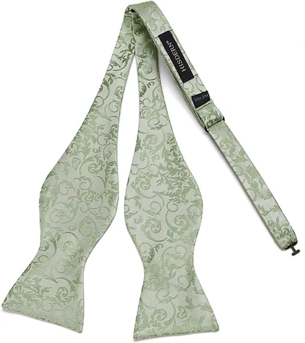 Vista 222 de HISDERN Pajaritas para hombre, corbatín de cachemira para hombre, corbata de lazo y bolsillo cuadrado, juego formal de esmoquin para boda