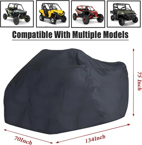 Vista 6 de Funda para automóvil de 2 a 3 plazas, impermeable, protección para todo tipo de clima, al aire libre, resistente, protección para todo
