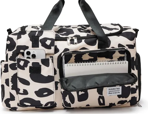 Vista 378 de Pequeña bolsa de gimnasio para mujer, bolsa de viaje con compartimento para zapatos