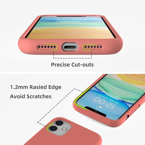 Vista 2 de Funda de silicona líquida compatible con iPhone 11, color coral [Protección contra caídas] [Resistente a los arañazos, a prueba de golpes]