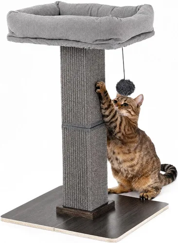Vista 9 de FUKUMARU - Poste rascador para gatos, estilo moderno, alto, con percha para gatos de interior y adultos, torre rascador grande para gatos con cama