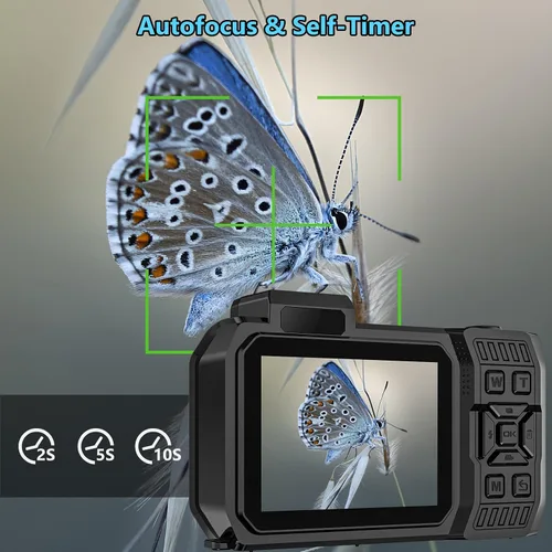 Vista 5 de Cámara subacuática UHD 8K, 70MP 33FT WiFi Cámara digital impermeable con tarjeta de 64 GB, enfoque automático, impermeable, doble pantalla, selfie