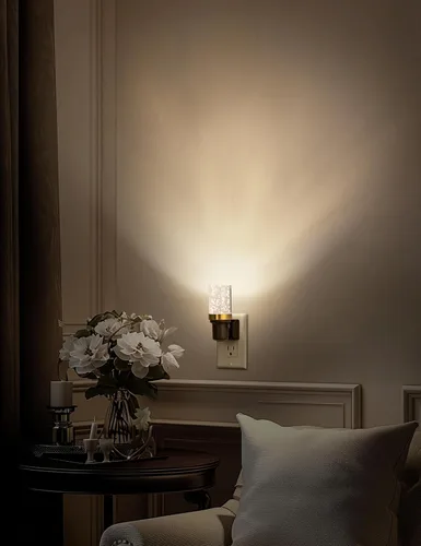 Vista 3 de DORESshop Luces de noche LED enchufables en la pared, luces nocturnas modernas con diseño decorativo, brillo ajustable, luz nocturna regulable