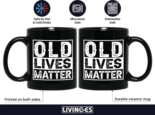 Vista 3 de Old Lives Matter - Taza de café de 11 onzas, regalo para hombres mayores, regalo para personas mayores, regalo divertido para abuelos mayores, Día