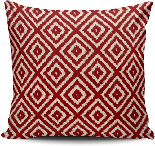 Vista 14 de Fundas de almohada decorativas Ikat con patrón de diamante en rojo y crema, cojín personalizable rectangular, tamaño 12 x 16 pulgadas, funda