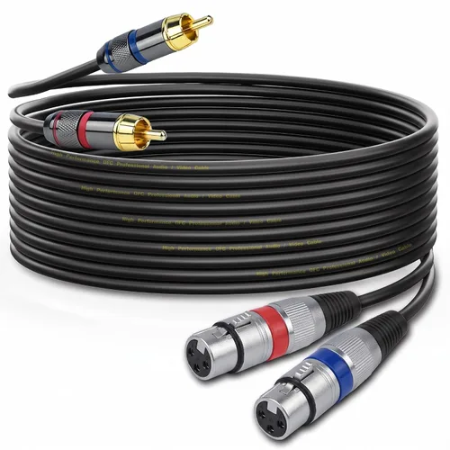 Vista 8 de Adaptador de cable de teléfono XLR doble hembra a RCA macho dual, 3.3 pies equilibrado XLRF de 3 pines a cable de altavoz RCA desequilibrado
