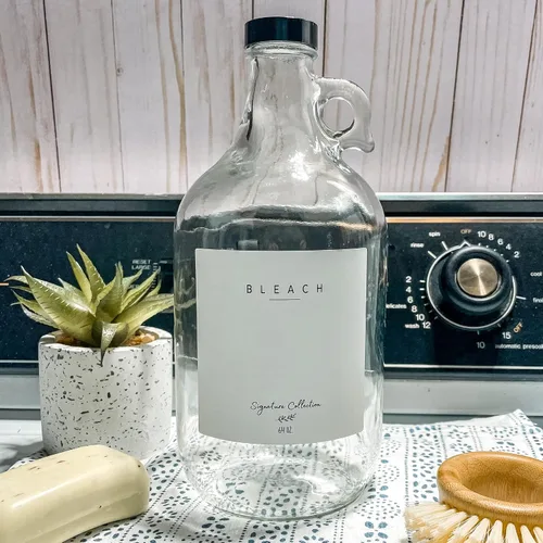 Vista 6 de Dispensador de detergente para lavandería – Dos jarras de vidrio de medio galón para dispensador de suavizante de tela, dispensador de jabón líquido