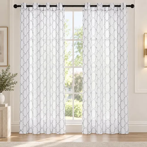 Vista 64 de Deconovo - Cortinas transparentes con filtro de luz de 84 pulgadas de largo Plata