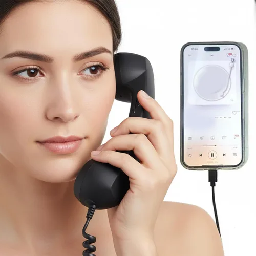 Vista 2 de 2026 New Retro Phone Handset for iPhone, Type-C Retro Telephone Wired Handsets Style Landline Handle Receiver for Cell Mobile Video Conferences