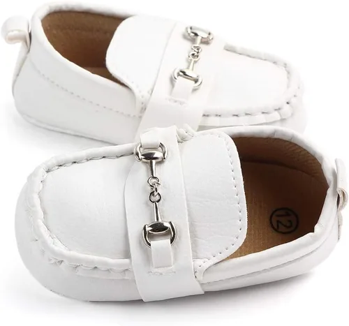 Vista 4 de QIETION Zapatos Oxford de piel sintética con suela suave, antideslizantes, para niños y niñas, para caminar
