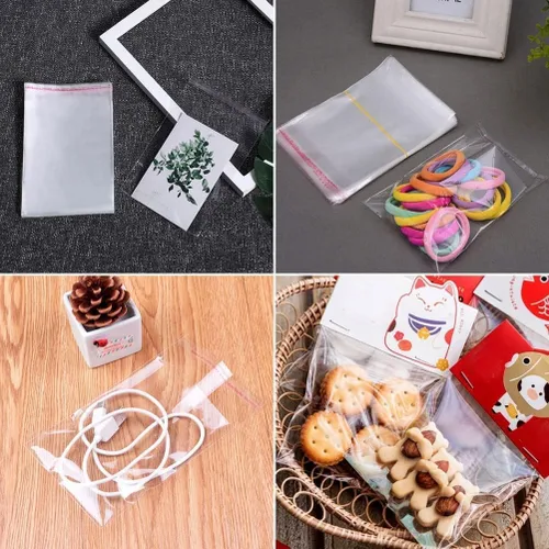 Vista 6 de Paquete de 1000 bolsas de celofán pequeñas de 3.54 mil, autoadhesivas, bolsa de celofán resellable para embalaje, bolsas transparentes para galletas