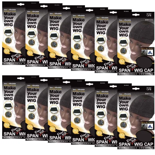 Vista 3 de Qfitt Gorro de peluca de cúpula de elastano #5017, negro, paquete de 3 – Gorros de peluca ultra elásticos transpirables para mujeres y hombres, base