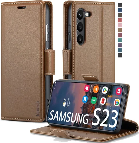Vista 28 de japezop Compatible con Samsung Galaxy S23 5G - Funda tipo cartera con bloqueo RFID, tarjetero y función atril magnético, funda de piel con tapa