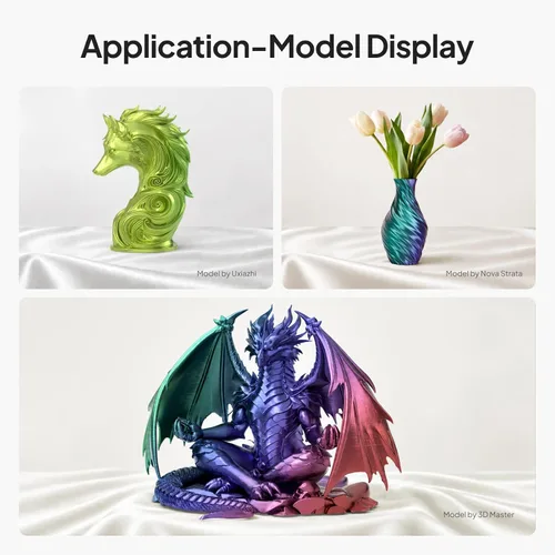Vista 7 de ELEGOO - Paquete de filamento de seda PLA 1.75mm, filamentos para impresora 3D de doble color con precisión dimensional de +/- 0.05mm, paquete de 4