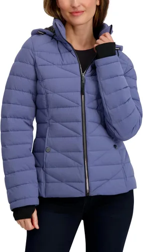 Vista 16 de Nautica Chaqueta acolchada de peso medio con capucha y ribete de piel sintética para mujer Negro